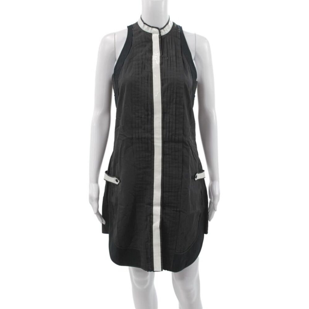Balenciaga Paris Women Shift Dress Black Cotton Collared Sleeveless Size 36
